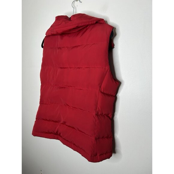 Talbots Red Puffer Sleeveless Zip Up Vest Down Feathers Pockets Size Small - Picture 10 of 10